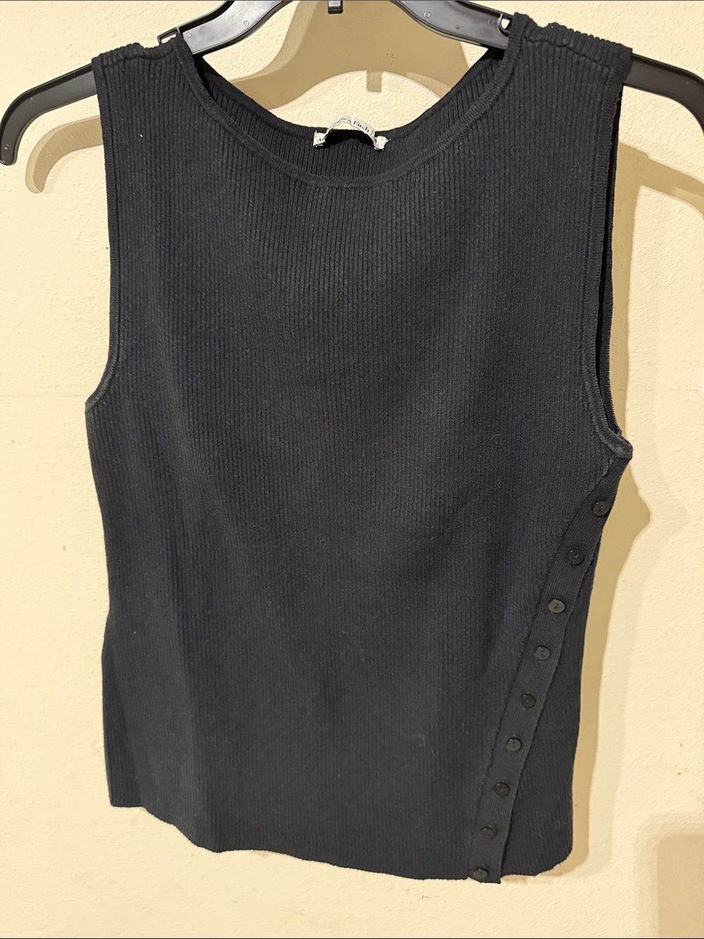 Abercrombie & Fitch Black Ribbed Tank with Side Snap Detail